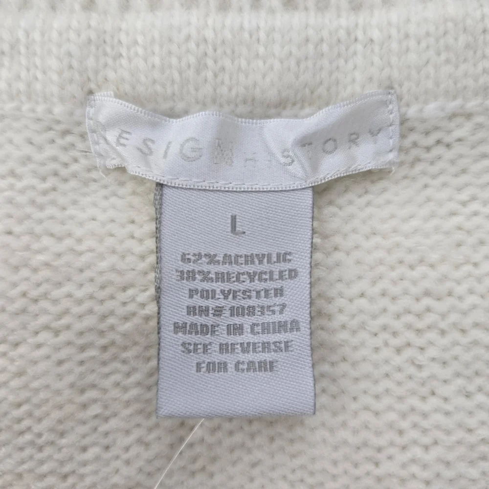 Design History Off The Shoulder Sweater. Cozy casual knit. Ivory. Size Large. Ne